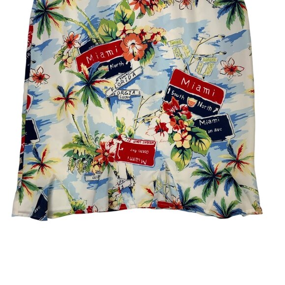 Harold's Miami Theme Hawaiian Silk Skirt 10 Palm Tree Knee Length Florida Beach - Picture 9 of 13